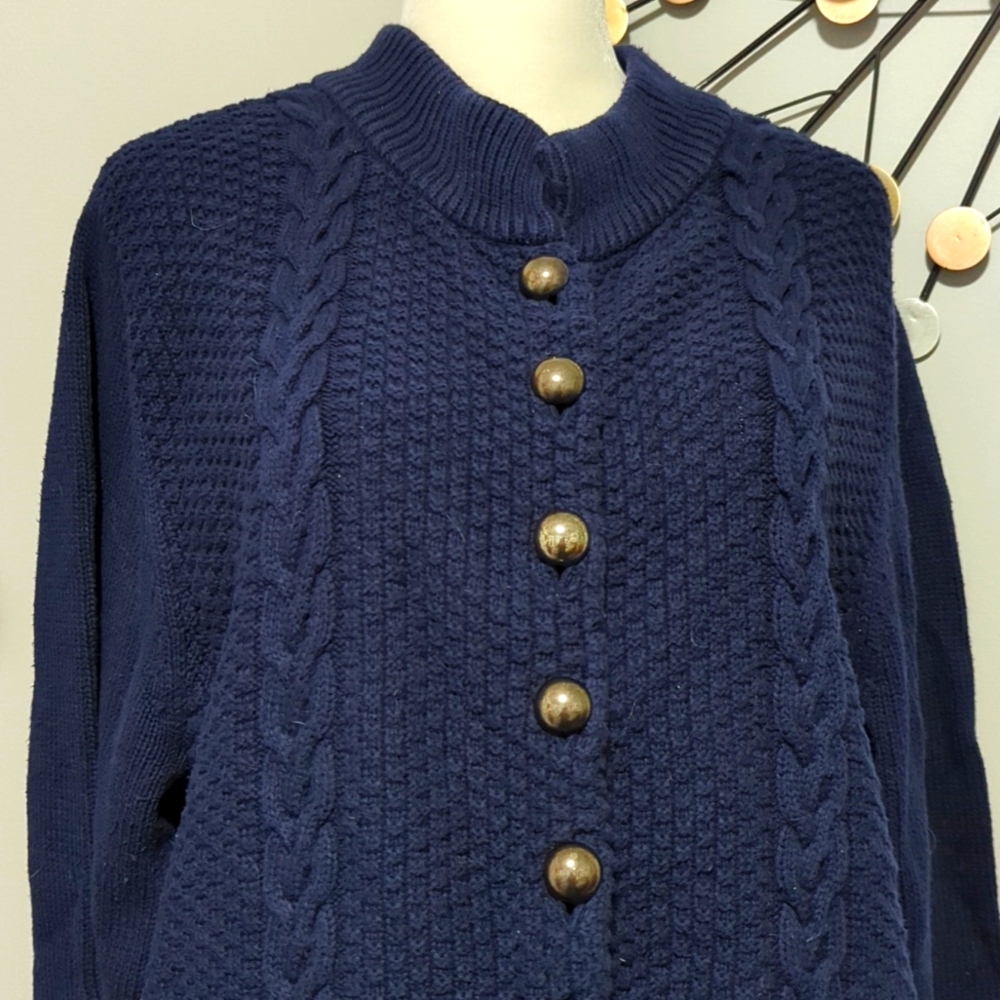 Apt 9 Sweater Navy Knit Button Up Size XL